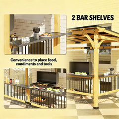 [06X13FT] Alora Premium Outdoor Hardtop Wooden BBQ Grill Gazebo (SAK97420)