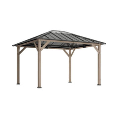 [08X10] Alora Heavy-Duty Fir Wood Hardtop Gazebo With Galvanized Steel Roof And Ceiling Hooks (SAK29467)