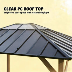 [08X10] Alora Heavy-Duty Fir Wood Hardtop Gazebo With Galvanized Steel Roof And Ceiling Hooks (SAK29467)