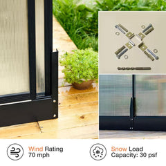[10X14FT] Premium Outdoor Polycarbonate Greenhouse With Aluminum Frame And Double Swing Doors (SAK23168)