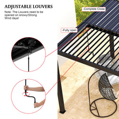 [10X19FT] Alora Modern Durable All-Weather Outdoor Pergola With Aluminum Frame And Steel Louvers (SAK32691)