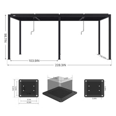[10X19FT] Alora Premium Full Aluminum Patio Outdoor Louvered Pergola With Adjustable Hardtop Roof (SAK86352)