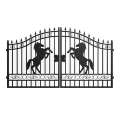 12x8 ft Dual Swing Driveway Steel Gate