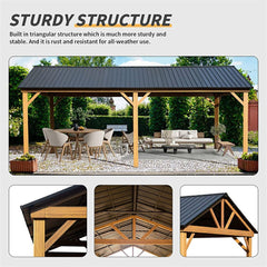 [12X20FT] Alora Premium Outdoor Double-Layer Galvanized Steel Hardtop Gazebo Pergola For Patio (SAK46095)