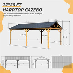 [12X20FT] Alora Premium Outdoor Double-Layer Galvanized Steel Hardtop Gazebo Pergola For Patio (SAK46095)
