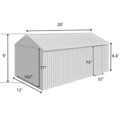 12'x20' Heavy-Duty Metal Garage Shed