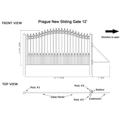 12x6 ft Steel Sliding Driveway Gate