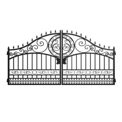 14x8 ft Steel Dual Swing Driveway Gate-European Style