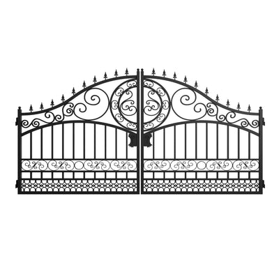 14x8 ft Steel Dual Swing Driveway Gate-European Style