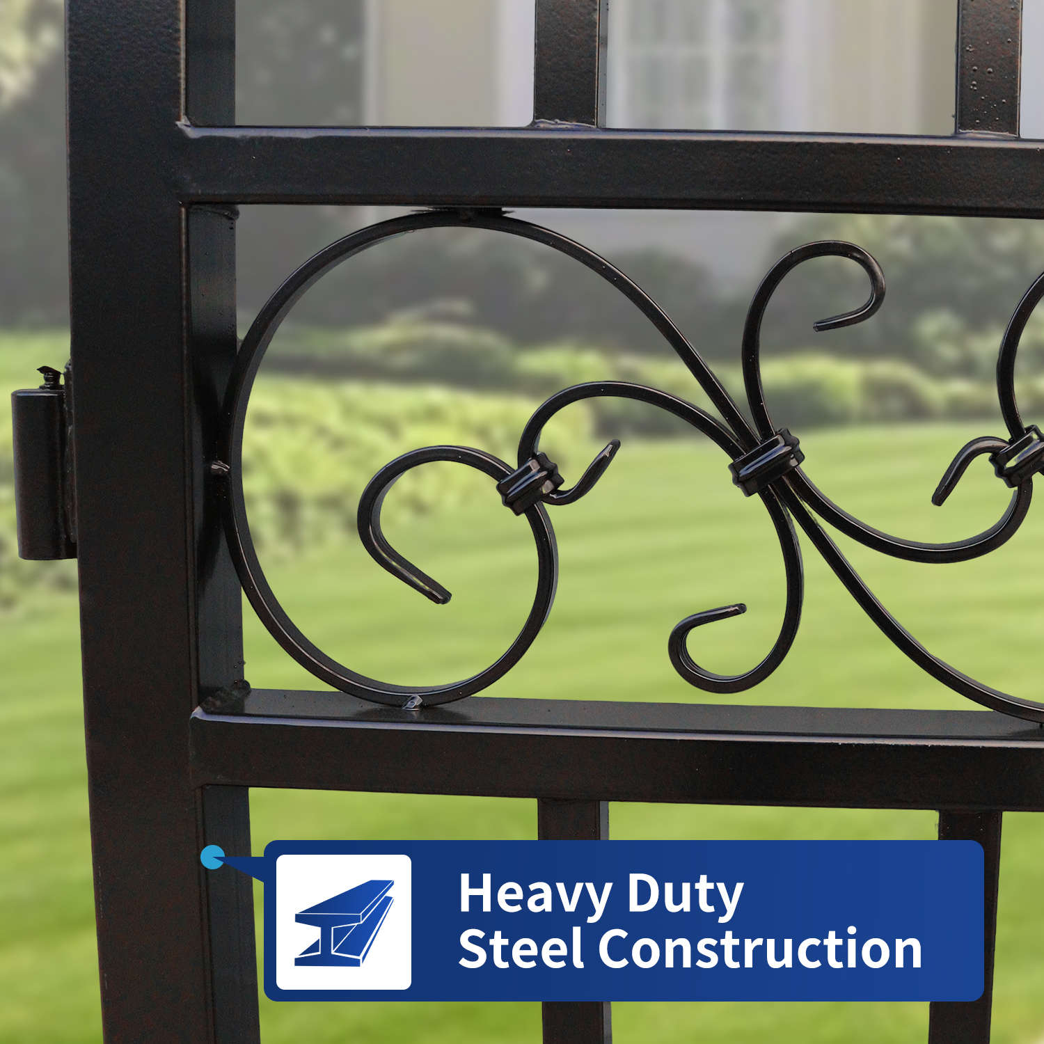 14x8 ft Steel Dual Swing Driveway Gate with Horse Pattern