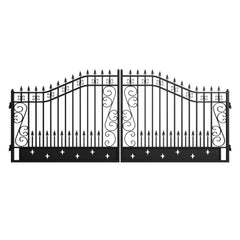 16x8 ft Dual Swing Driveway Gate with Star Pattern