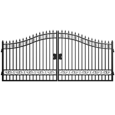16x8 ft Steel Dual Swing Driveway Gate
