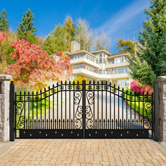 18x8 ft Steel Dual Swing Driveway Gate