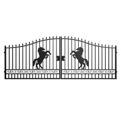 18x8 ft Steel Dual Swing Driveway Gate