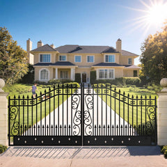 18x8 ft Steel Dual Swing Driveway Gate