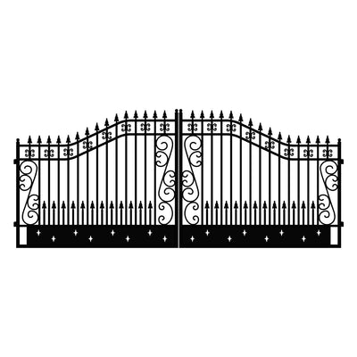 18x8 ft Steel Dual Swing Driveway Gate