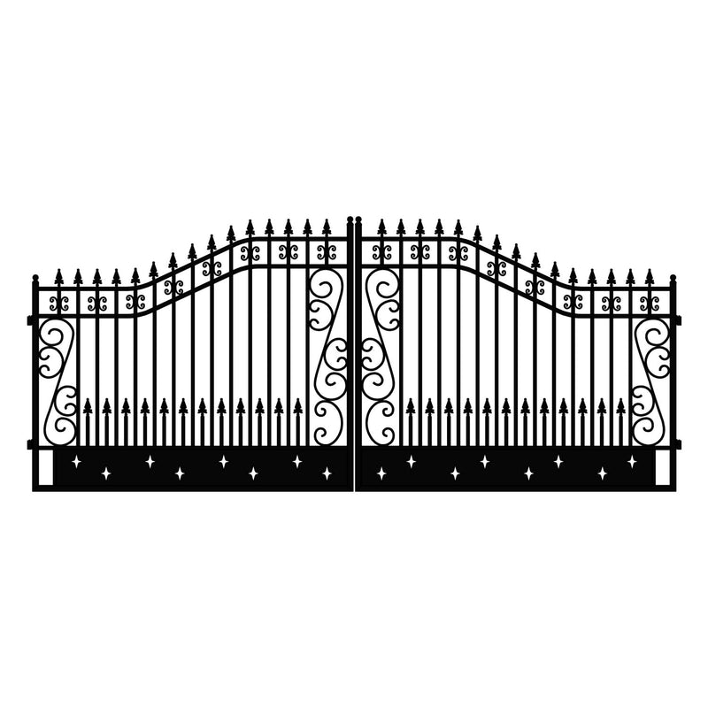 18x8 ft Steel Dual Swing Driveway Gate