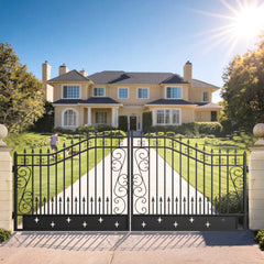 16x8 ft Dual Swing Driveway Gate with Star Pattern