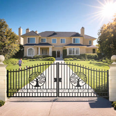 20x8 ft Steel Dual Swing Driveway Gate with Wider Goalposts