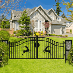 20x8 ft Dual Swing Driveway Gate with Ornamental Posts