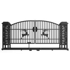 20x8 ft Dual Swing Driveway Gate with Ornamental Posts