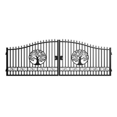 20x8 ft Steel Dual Swing Driveway Gate with Wider Goalposts