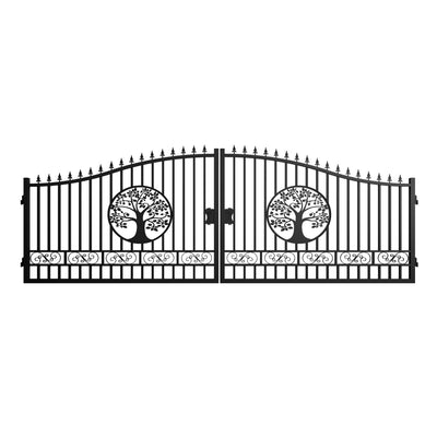 20x8 ft Steel Dual Swing Driveway Gate with Wider Goalposts
