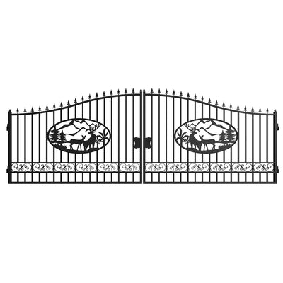20x8 ft Steel Dual Swing Driveway Gate