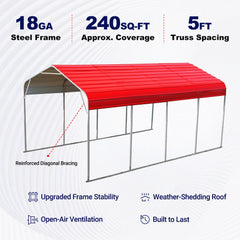 12x20 ft Outdoor Metal Carport