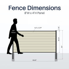 ALEKO 8’ x 4’ Composite Privacy Fence - Gray - Charlotte Series