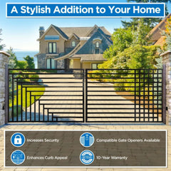 ALEKO Automated Steel Dual Swing Driveway Gate and Gate Opener Complete Kit – ETL Listed - Kyiv Style – 12 x 6 Feet