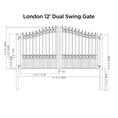 ALEKO Automated Steel Dual Swing Driveway Gate and Gate Opener Complete Kit – LONDON Style – 12 x 6 Feet - ETL Listed