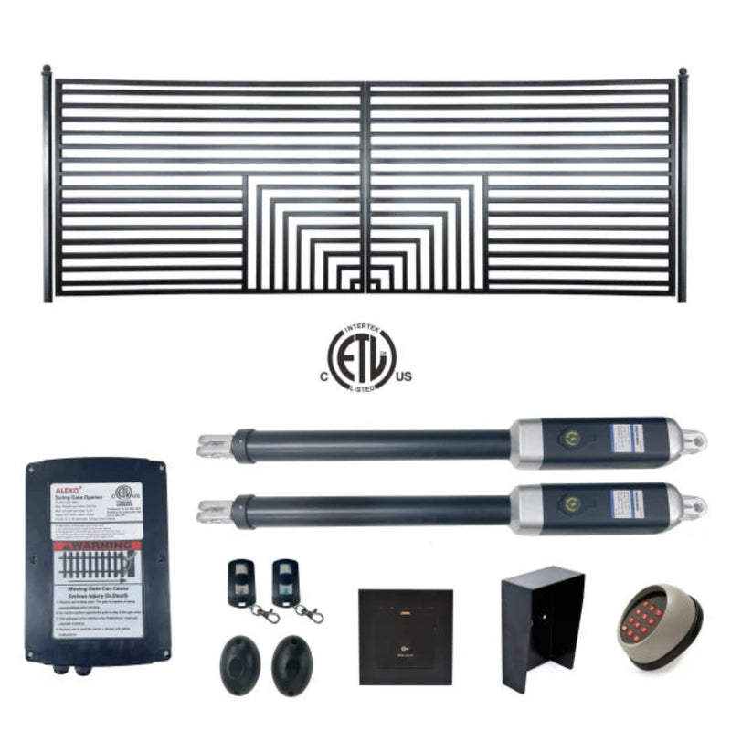 ALEKO Automated Steel Dual Swing Driveway Gate and Gate Opener Complete Kit – ETL Listed - Florence Style – 14 x 6 Feet