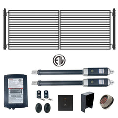 ALEKO Automated Steel Dual Swing Driveway Gate and Gate Opener Complete Kit – MILAN Style – 14 x 6 Feet - ETL Listed