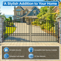 ALEKO Automated Steel Dual Swing Driveway Gate and Gate Opener Complete Kit – PARIS Style – 14 x 6 Feet - ETL Listed