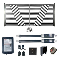 ALEKO Automated Steel Dual Swing Driveway Gate and Gate Opener Complete Kit – ETL Listed - Sofia Style – 14 x 6 Feet