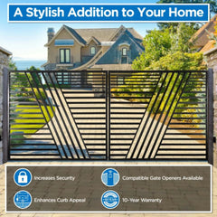 ALEKO Automated Steel Dual Swing Driveway Gate and Gate Opener Complete Kit – ETL Listed - Sofia Style – 14 x 6 Feet