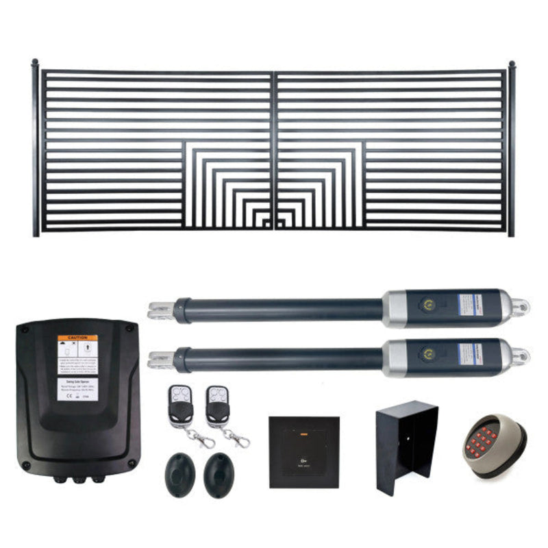 ALEKO Automated Steel Dual Swing Driveway Gate and Gate Opener Complete Kit – Florence Style – 16 x 6 Feet