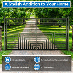 ALEKO Automated Steel Dual Swing Driveway Gate and Gate Opener Complete Kit – Florence Style – 16 x 6 Feet