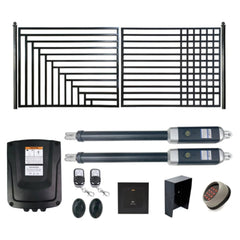 ALEKO Automated Steel Dual Swing Driveway Gate and Gate Opener Complete Kit – Kyiv Style – 16 x 6 Feet