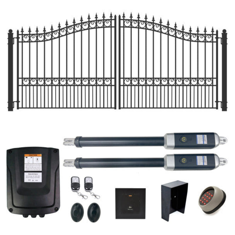 ALEKO Automated Steel Dual Swing Driveway Gate and Gate Opener Complete Kit – LONDON Style – 16 x 6 Feet