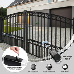 ALEKO Automated Steel Dual Swing Driveway Gate and Gate Opener Complete Kit – LONDON Style – 16 x 6 Feet