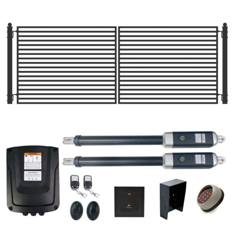 ALEKO Automated Steel Dual Swing Driveway Gate and Gate Opener Complete Kit – MILAN Style – 16 x 6 Feet