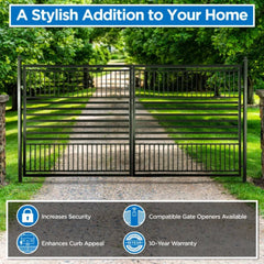 ALEKO Automated Steel Dual Swing Driveway Gate and Gate Opener Complete Kit – Barcelona Style – 18 x 6 Feet