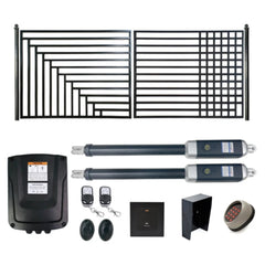 ALEKO Automated Steel Dual Swing Driveway Gate and Gate Opener Complete Kit – Kyiv Style – 18 x 6 Feet
