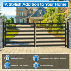 ALEKO Automated Steel Dual Swing Driveway Gate and Gate Opener Complete Kit – MILAN Style – 18 x 6 Feet
