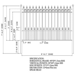 ALEKO 2-Panel Fence Kit – PRAGUE Style – 8x5 ft. Each