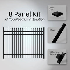 ALEKO 4-Panel Steel Fence Kit – PRAGUE Style – 8x5 ft. Each