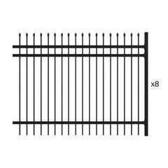 ALEKO 4-Panel Steel Fence Kit – PRAGUE Style – 8x5 ft. Each