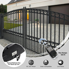 ALEKO Dual Swing Gate Operator - AS1200 AC/DC - Solar Kit 60W